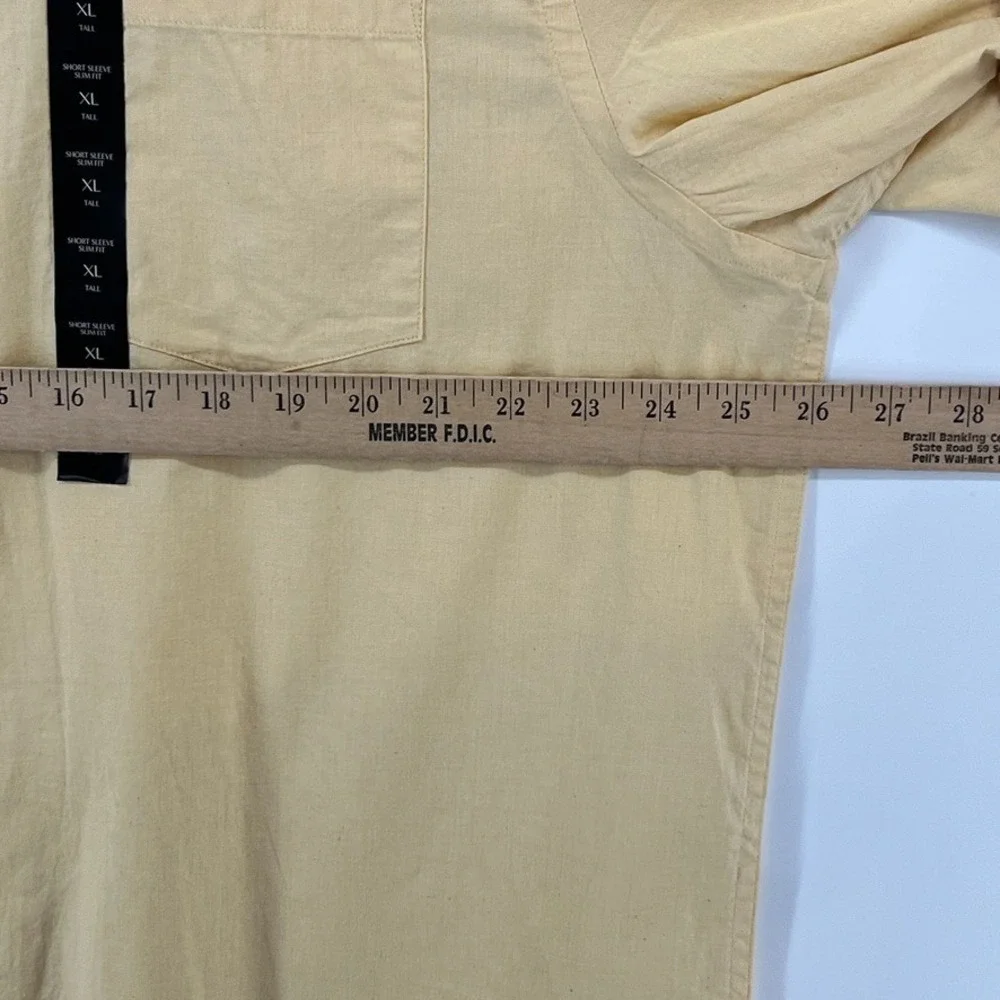 Banana Republic Shirt Men XL Tall Yellow Organic Cotton Slim Fit Beach Preppy